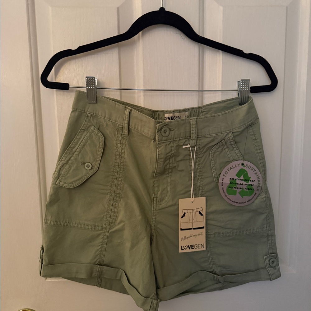 Green Cargo Shorts Utility Style